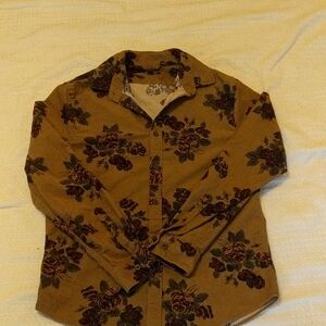 Express Caramel Floral Button-Down Shirt